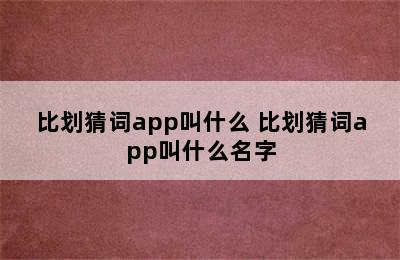 比划猜词app叫什么 比划猜词app叫什么名字